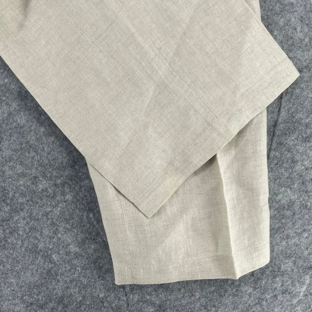Tasso Elba Pants Men 30x30 Beige 100% Linen Drawstring Straight Leg Trousers